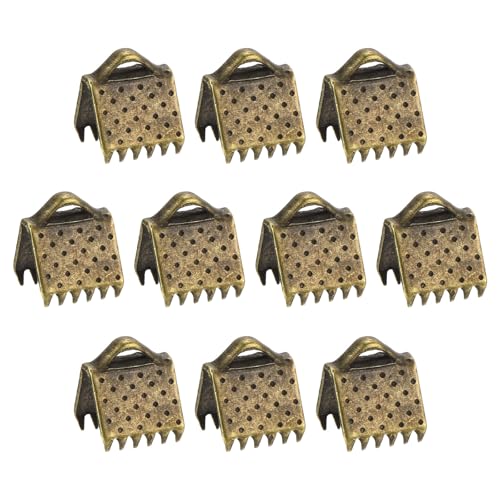 QUARKZMAN 280 Stück Bandklemmen, 6mm Bändchen Verschluss Lesezeichen Klemmenden, Kordelenden Befestigungen Armband Verschluss Klemmenden für DIY Schmuckherstellung Halskette, Bronze Ton von QUARKZMAN