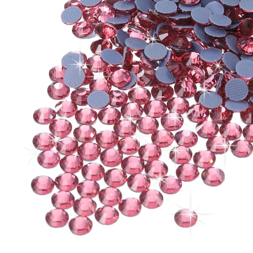 QUARKZMAN 2880 Stk Hotfix Strasssteine Flachrücken Kristallglas Edelsteine Kunst Strasssteine für Basteln Kleidung DIY Dekoration (SS6 2mm, Rosa) von QUARKZMAN