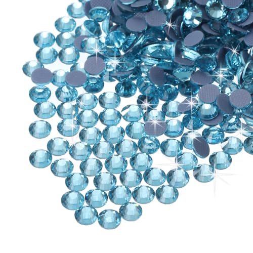 QUARKZMAN 2880 Stk Hotfix Strasssteine Flachrücken Kristallglas Edelsteine Kunst Strasssteine für Basteln Kleidung DIY Dekoration (SS6 2mm, Seeblau) von QUARKZMAN