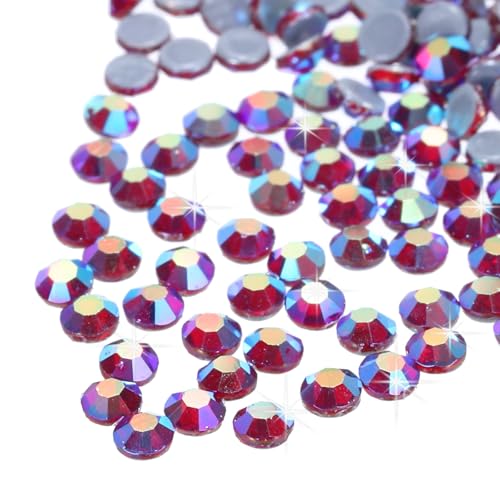 QUARKZMAN 2880 Stück Hotfix-Strasssteine Flachrückkristallglas-Edelsteine Kunststrasssteine für Kleidung DIY-Dekoration (SS6 2mm, Dunkelrot) von QUARKZMAN