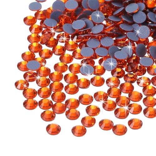 QUARKZMAN 2880 Stück Hotfix Strasssteine Flachrückseite Kristallglas Edelsteine für Basteln Kleidung DIY Dekoration (SS10 2,9 mm, Orange) von QUARKZMAN