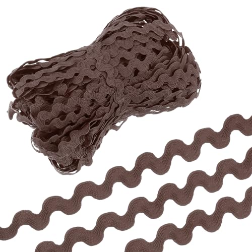 QUARKZMAN 29,5 Yard Dunkelbrauner Rick Rack-Besatz 5mm Wellenbiegung Fransenbesatz Spitzenband RIC Rac-Besatz Polypropylen-Stoffbandbesatz für Nähen DIY-Handwerk Kleidung Geschenkverpackung von QUARKZMAN