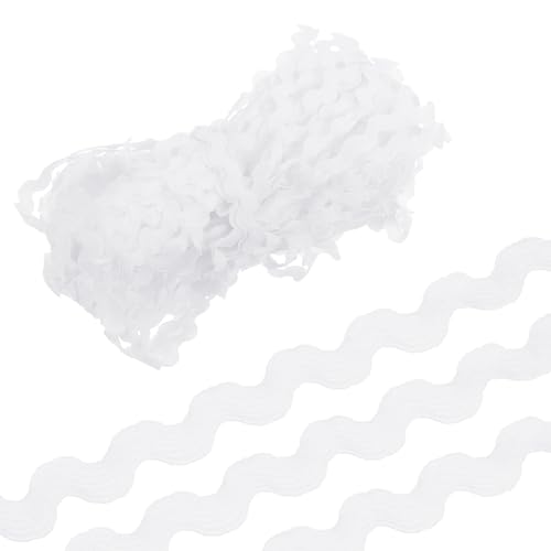 QUARKZMAN 29,5 Yard Weißes Rick Rack Trim 5mm Welle Biegen Fransen Trim Spitzenband RIC Rac Trim Polypropylen Stoffband Trimmen für Nähen DIY Handwerk Kleidung Geschenkverpackung Wohnkultur von QUARKZMAN