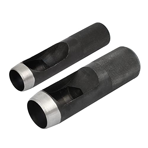 QUARKZMAN 2Stk 25mm und 19mm Durchmesser Metall Rändel Schaft Hohl Loch Stanzer für Leder Dichtungs Band von QUARKZMAN