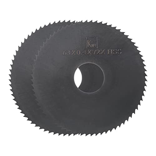 QUARKZMAN 2Stk Kreisförmig Sägeklingen 63mm x 16mm x 0.4mm 72 Zähne Nitride Beschichtet Schnellstahl (HSS) Fräsgeräte für Alulegierung Metall Plastik Holz von QUARKZMAN