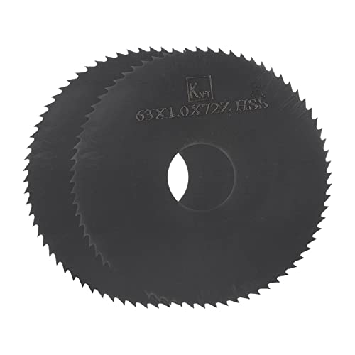 QUARKZMAN 2Stk Kreisförmig Sägeklingen 63mm x 16mm x 1mm 72 Zähne Nitride Beschichtet Schnellstahl (HSS) Fräsgeräte für Alulegierung Metall Plastik Holz von QUARKZMAN