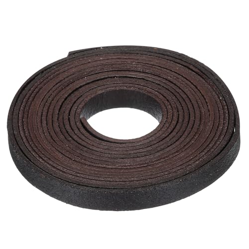 QUARKZMAN 3,3 Meter 10mm Vintage Flaches Lederband, Lederstreifen für DIY Basteln Kaffee von QUARKZMAN
