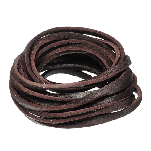 QUARKZMAN 3,3 Meter 4mm Vintage Flaches Lederband, Lederstreifen für DIY-Basteln Kaffee von QUARKZMAN