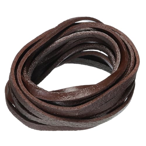 QUARKZMAN 3,3 Meter 5mm Flaches Lederband, Lederschnüre für DIY-Bastelarbeiten Kaffee von QUARKZMAN