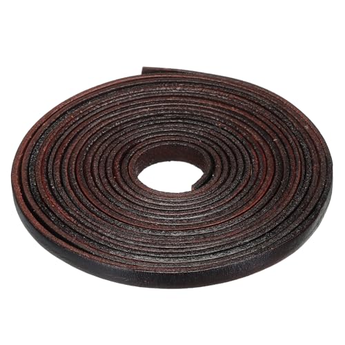 QUARKZMAN 3,3 Meter 6mm Flaches Lederband, Lederschnüre für DIY-Bastelarbeiten Kaffee von QUARKZMAN