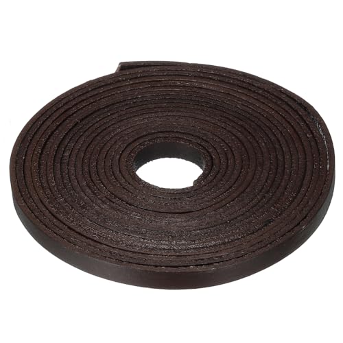 QUARKZMAN 3,3 Meter 6mm Vintage Flaches Lederband, Lederstreifen für DIY Bastelarbeiten Kaffee von QUARKZMAN