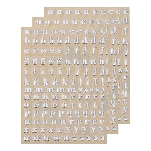 QUARKZMAN 3 Blätter 3mm Buchstabenaufkleber a-z, Selbstklebende Kleinbuchstaben Klebebuchstaben Vinyl Wasserdichte für Schriftzüge, Wunschtexte, Adressnummern, DIY & Scrapbooking,Silber QUARKZMAN 3 Blätter 3mm Buchstabenaufkleber a-z, Selbstklebende Kleinbuchstaben Klebebuchstaben Vinyl Wasserdichte für Schriftzüge, Wunschtexte, Adressnummern, DIY & Scrapbooking,Silber von QUARKZMAN