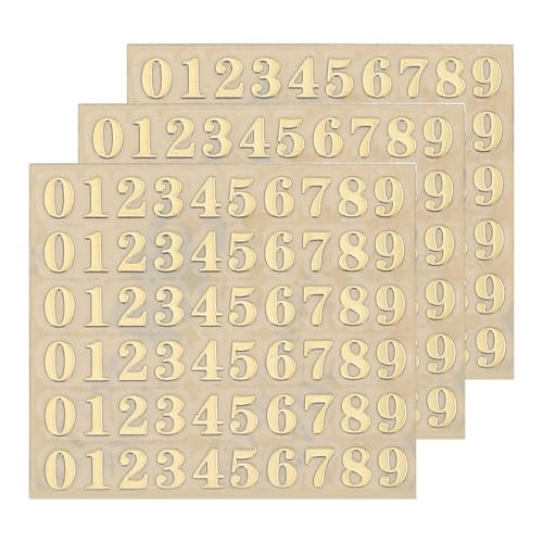QUARKZMAN 3 Blätter 4,5 mm Zahlenaufkleber 0–9, Selbstklebende Ziffernaufkleber Klebebuchstaben Vinyl Wasserdichte für Schriftzüge, Wunschtexte, Adressnummern, DIY & Scrapbooking,Gold QUARKZMAN 3 Blätter 4,5 mm Zahlenaufkleber 0–9, Selbstklebende Ziffernaufkleber Klebebuchstaben Vinyl Wasserdichte für Schriftzüge, Wunschtexte, Adressnummern, DIY & Scrapbooking,Gold von QUARKZMAN