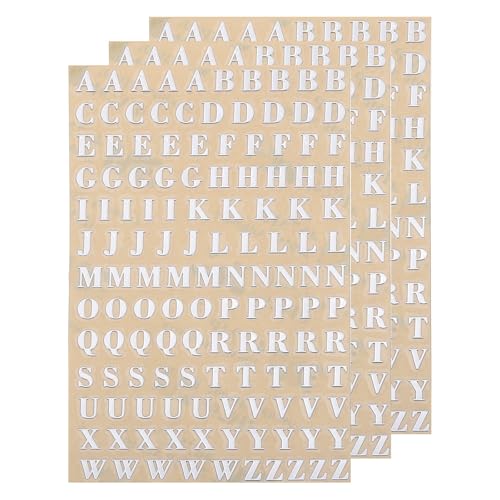 QUARKZMAN 3 Blätter 4,5 mm Buchstabenaufkleber A-Z, Selbstklebende Großbuchstaben Klebebuchstaben Vinyl Wasserdichte für Schriftzüge, Wunschtexte, Adressnummern, DIY & Scrapbooking,Silber von QUARKZMAN