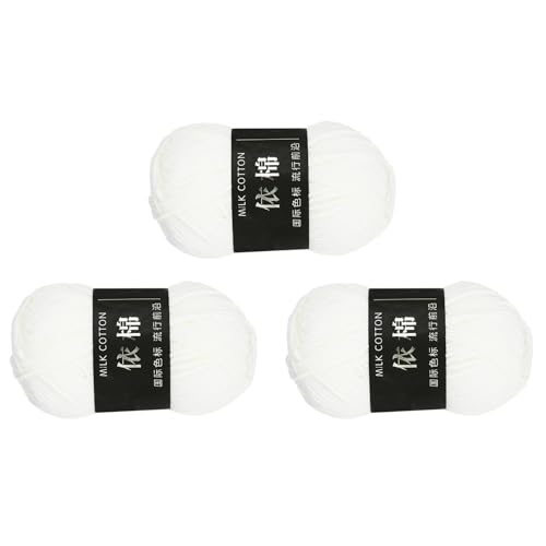 QUARKZMAN 3 Knäuel Baumwollgarn, 60% Baumwolle, 40% Acrylgarn Häkelgarn, Deckengarn zum Häkeln Jedes von 137g/4,83oz (Pro Knäuel 80m/87,5 Yard) /Cremeweiß von QUARKZMAN