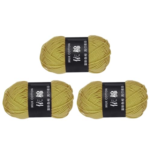 QUARKZMAN 3 Knäuel Baumwollgarn, 60% Baumwolle, 40% Acrylgarn Häkelgarn, Deckengarn zum Häkeln Jedes von 139g/4,90oz (Pro Knäuel 80m/87,5 Yard) / Dunkelgelb von QUARKZMAN