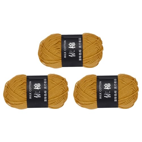 QUARKZMAN 3 Knäuel Baumwollgarn, 60% Baumwolle, 40% Acrylgarn Häkelgarn, Deckengarn zum Häkeln Jedes von 145g/5,11oz (Pro Knäuel 80m/87,5 Yard) /Gold von QUARKZMAN