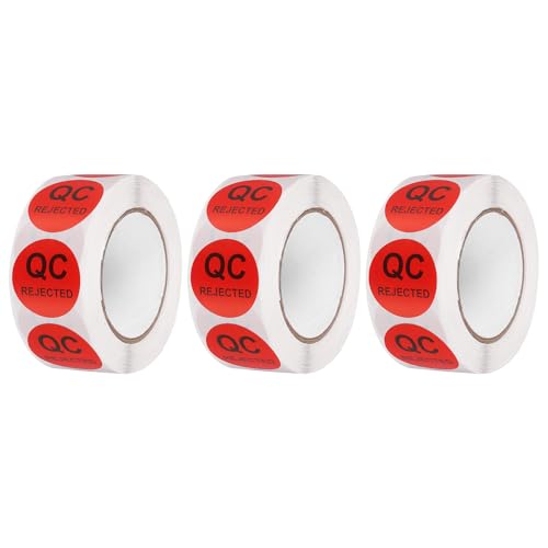 QUARKZMAN 3 Rollen 1500 Stück QC Abgelehnte Etiketten, 1 Zoll Runde Inventar Qualitätskontrollaufkleber für Lagerverwaltung Organisation Inspektion, Rot QUARKZMAN 3 Rollen 1500 Stück QC Abgelehnte Etiketten, 1 Zoll Runde Inventar Qualitätskontrollaufkleber für Lagerverwaltung Organisation Inspektion, Rot von QUARKZMAN