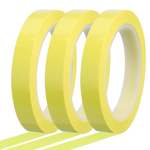 QUARKZMAN 3 Rollen 16mm x 66m Whiteboard Klebeband Bunt, Whiteboard Zubehör, Selbstklebend, Grafikband Dekoratives für Classroom Office Dry Erase Board Handwerk Markierung, Hellgelb von QUARKZMAN