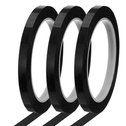 QUARKZMAN 3 Rollen 8mm x 66m Whiteboard Klebeband Bunt, Whiteboard Zubehör, Selbstklebend, Grafikband Dekoratives für Classroom Office Dry Erase Board Handwerk Markierung, Schwarz von QUARKZMAN