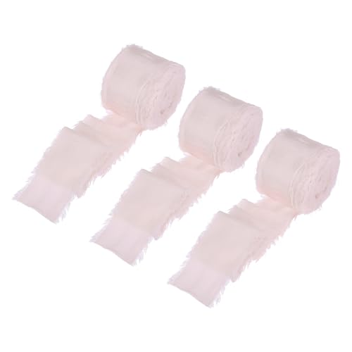 QUARKZMAN 3 Rollen Seiden Satin Band, 1,5 Zoll 10 Yards Chiffon Band Stoffband Handgemachtes Blumenfransenband für Geschenkverpackung Basteln Blumenstrauß, Hellrosa von QUARKZMAN