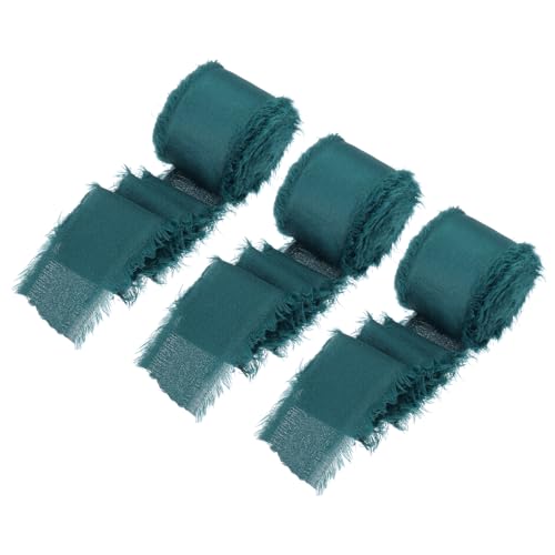 QUARKZMAN 3 Rollen Seiden Satin Band, 1,5 Zoll 10 Yards Chiffon Band Stoffband Handgemachtes Blumenfransenband für Geschenkverpackungen Basteln Blumenstrauß, Blau von QUARKZMAN