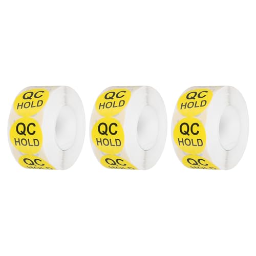 QUARKZMAN 3 Rollen à 1500 Stück Prüfplaketten, "QC HOLD" 25 mm Ø runde Qualitätssicherungsaufkleber in Grün für Lagerorganisation und Warenprüfung,Gelb QUARKZMAN 3 Rollen à 1500 Stück Prüfplaketten, "QC HOLD" 25 mm Ø runde Qualitätssicherungsaufkleber in Grün für Lagerorganisation und Warenprüfung,Gelb von QUARKZMAN