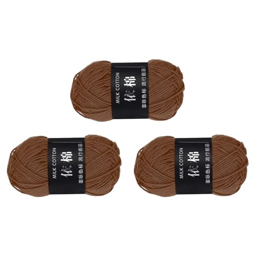 QUARKZMAN 3 Strang Baumwollgarn, 60% Baumwolle, 40% Acrylgarn Häkelgarn, Deckengarn zum Häkeln Jeder von 136g/4,79oz (Pro Strang 80m/87,5 Yard) /Kaffee von QUARKZMAN