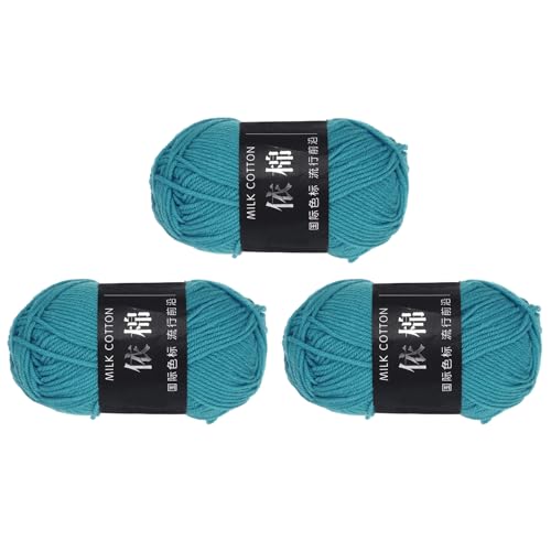 QUARKZMAN 3 Strang Baumwollgarn, 60% Baumwolle, 40% Acrylgarn Häkelgarn, Deckengarn zum Häkeln Jeder von 139g/4,90oz (Pro Strang 80m/87,5 Yard) /Grün von QUARKZMAN
