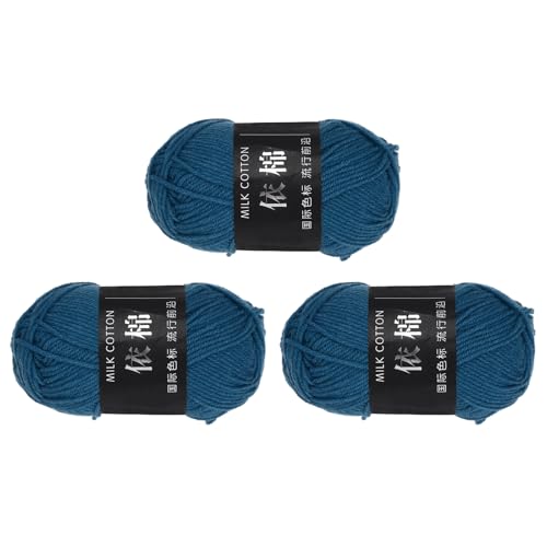QUARKZMAN 3 Strang Baumwollgarn, 60% Baumwolle, 40% Acrylgarn Häkelgarn, Deckengarn zum Häkeln Jeder von 139g/4,90oz (Pro Strang 80m/87,5 Yard) /Marineblau von QUARKZMAN