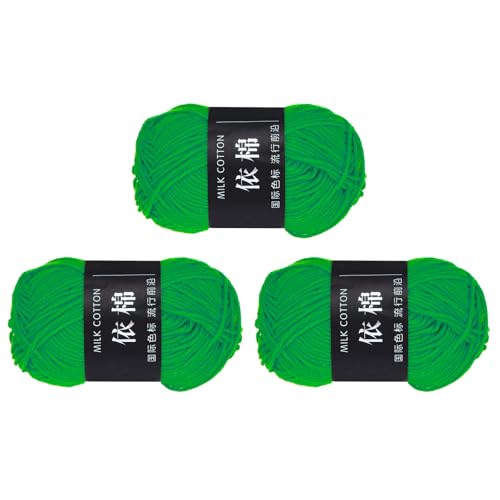 QUARKZMAN 3 Strang Baumwollgarn, 60% Baumwolle, 40% Acrylgarn Häkelgarn, Deckengarn zum Häkeln Jeder von 141g/4,97oz (Pro Strang 80m/87,5 Yard) /Hellgrün von QUARKZMAN