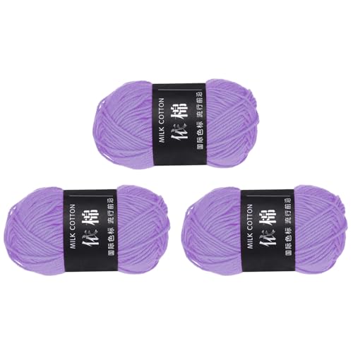 QUARKZMAN 3 Strang Baumwollgarn, 60% Baumwolle, 40% Acrylgarn Häkelgarn, Deckengarn zum Häkeln Jeder von 142g/5,00oz (Pro Strang 80m/87,5 Yard) /Blasses Lila von QUARKZMAN