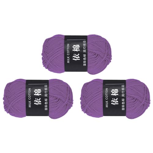 QUARKZMAN 3 Strang Baumwollgarn, 60% Baumwolle, 40% Acrylgarn Häkelgarn, Deckengarn zum Häkeln Jeder von 143g/5,04oz (Pro Strang 80m/87,5 Yard) /Lila von QUARKZMAN