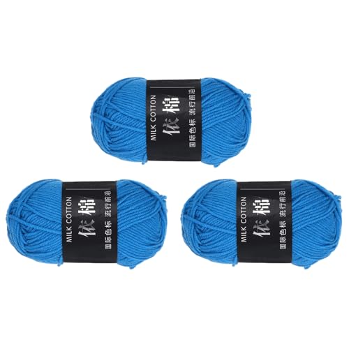 QUARKZMAN 3 Strang Baumwollgarn, 60% Baumwolle, 40% Acrylgarn Häkelgarn, Deckengarn zum Häkeln Jeder von 144g/5,07oz (Pro Strang 80m/87,5 Yard) /Blau von QUARKZMAN