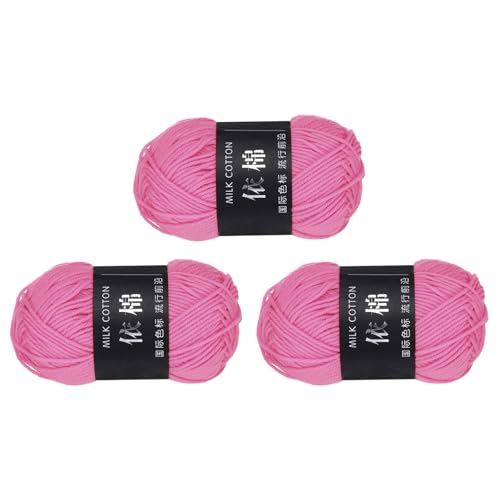 QUARKZMAN 3 Strang Baumwollgarn, 60% Baumwolle, 40% Acrylgarn Häkelgarn, Deckengarn zum Häkeln Jeder von 144g/5,07oz (Pro Strang 80m/87,5 Yard) /Tiefrot von QUARKZMAN