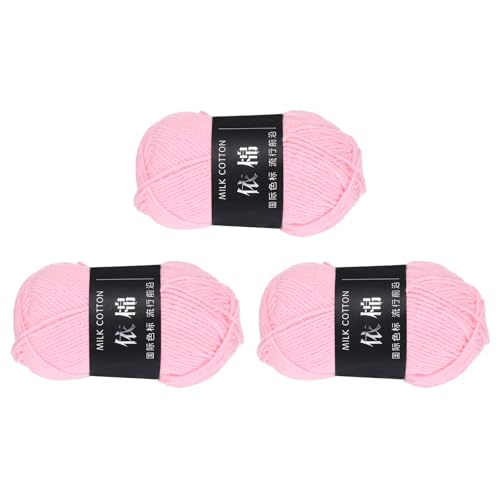 QUARKZMAN 3 Strang Baumwollgarn, 60% Baumwolle, 40% Acrylgarn Häkelgarn, Deckengarn zum Häkeln Jeder von 158g/5,57oz (Pro Strang 80m/87,5 Yard) /Pink Rot von QUARKZMAN