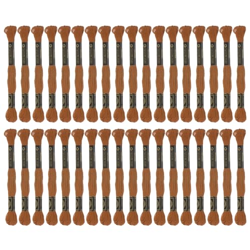 QUARKZMAN 3 Stück 12 Stränge Stickgarn 8,75 Yards (8 m) ägyptische Langstapel-Baumwolle Kreuzstichgarn für Nähen DIY Armbandgarn und Handwerk, Mittelbraun (6434) von QUARKZMAN