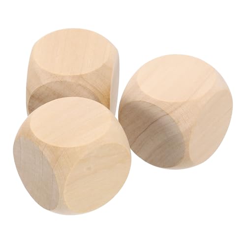 QUARKZMAN 3 Stück Blanko Holzwürfel, 40mm 1-1/2 Zoll Unvollendeter Holzwürfel mit abgerundeten Ecken für DIY Bastelprojekte von QUARKZMAN