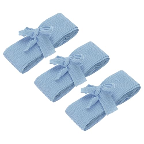 QUARKZMAN 3 Stück Grau Blaues Band Crinkle Chiffon, 1 1/2 Zoll Handgemachter Tüll Stoff Seidenband Stoff Breit für Blumenstrauß Geschenkverpackung DIY Basteln Hochzeit von QUARKZMAN