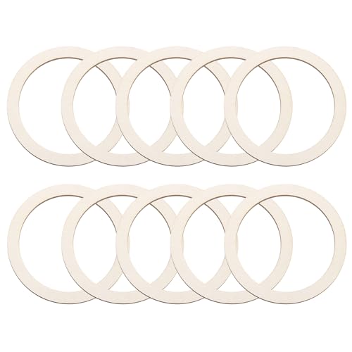 QUARKZMAN 3 Zoll Unvollendete Holzringe Natürliche Holzringe Kreis Flache Runde Form Ornamente Holzscheiben für Rahmen, DIY Bastelprojekte, Malen, Wohnkultur, 10 Stück von QUARKZMAN