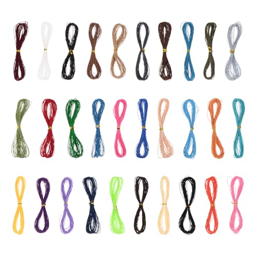 QUARKZMAN 30 Farben gewachste Schnur 1mm gewachstes Polyestergarn 328 Yard Wachsschnur für Armbandherstellung Halsketten Perlen Schmuckherstellung und DIY-Handwerk von QUARKZMAN