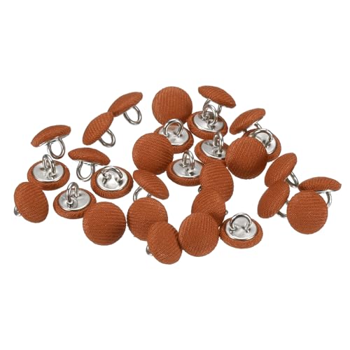 QUARKZMAN 30 Stück 10 mm Knöpfe Orange mit Stoffüberzug, Vintage Stoffknöpfe Bezogen Nähknöpfe Runde Bastelknöpfe Metallschaft für Mantel Jacke Anzüge Kleider Blusen DIY Projekte von QUARKZMAN