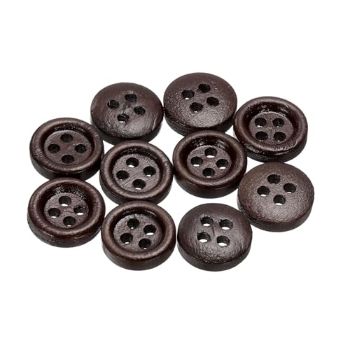 QUARKZMAN 30 Stück 18L Holzknöpfe 15/32" (11,5 mm) 4 Löcher knöpfe zum annähen Holz Runde Bastel Ersatzknöpfe für Kleidung DIY Dekoration, Dunkelbraun von QUARKZMAN