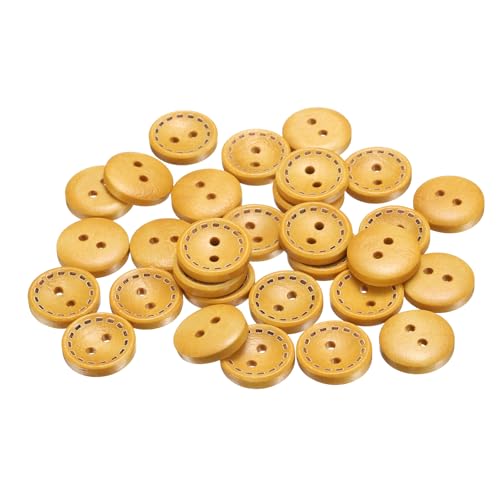 QUARKZMAN Holzknöpfe, 30mm 15 Stück Orange 2 Loch Handwerk Buttons, Bastelknöpfe, Holz Schüsseltyp Rund Nähknöpfe, Ersatzknöpfe, Buttons für DIY Dekoration Mäntel Nähen Kleidung von QUARKZMAN