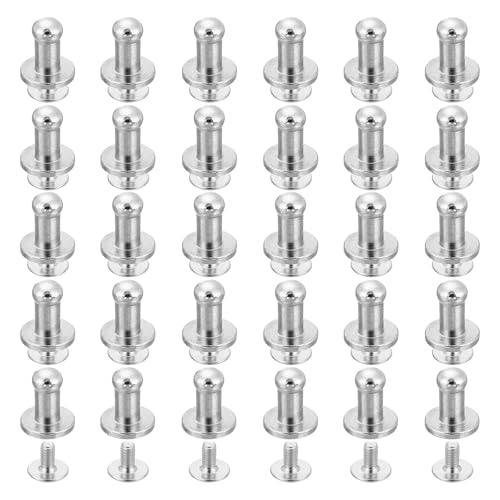 QUARKZMAN 30 Stück 4mm Chicago Schrauben Buchschrauben Set, Rundkopf Knöpfe Lederhandwerk Schraubnieten Pfostenverschluss für DIY Dekoration Handtasche Schuhe Gürtel Reparatur, Silber QUARKZMAN 30 Stück 4mm Chicago Schrauben Buchschrauben Set, Rundkopf Knöpfe Lederhandwerk Schraubnieten Pfostenverschluss für DIY Dekoration Handtasche Schuhe Gürtel Reparatur, Silber von QUARKZMAN