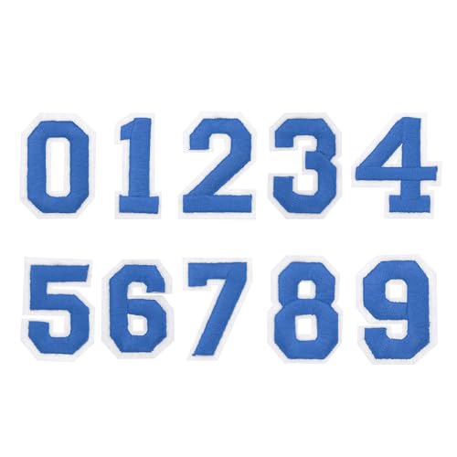 QUARKZMAN 30 Stück Aufbügeln Nummern Patches, Nummern Aufnäher Aufbügeln 1,5 Zoll Blaue Kleine Zahlen für Kleidung Bestickte Hüte Socken DIY von QUARKZMAN