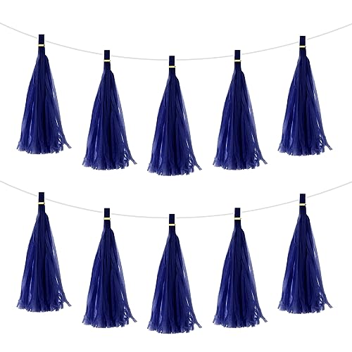 QUARKZMAN 30 Stück Dunkelblaue Quastengirlande Banner mit Seidenpapier Quasten Party DIY Kits für Jubiläum Hochzeit Geburtstagsfeier von QUARKZMAN