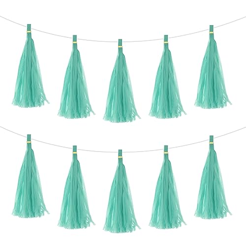 QUARKZMAN 30 Stück Grüne Quasten Girlande Banner mit Seil aus Seidenpapier Quasten Party DIY Kits für Jubiläum Hochzeit Geburtstagsfeier von QUARKZMAN