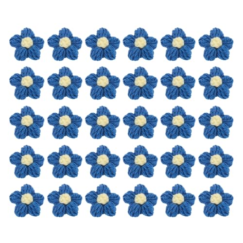 QUARKZMAN 30 Stück Häkelblumen zum Aufnähen, 45 x 45mm Milchbaumwolle handgefertigte florale Applikationen für DIY-Handwerk Haare Hüte Kleidung Dekoration, Dunkelblau&Gelb QUARKZMAN 30 Stück Häkelblumen zum Aufnähen, 45 x 45mm Milchbaumwolle handgefertigte florale Applikationen für DIY-Handwerk Haare Hüte Kleidung Dekoration, Dunkelblau&Gelb von QUARKZMAN
