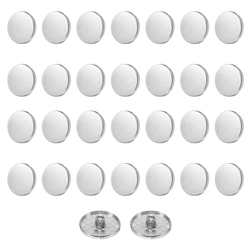 QUARKZMAN 30 Stück Knöpfe 20mm Metall Flache Buttons zum Annähen Runde Bastelknöpfe für Bekleidung Hosen Mantel Jacken Blazer Hemd Anzüge Dekorieren Handwerk Selber Machen, Silber von QUARKZMAN